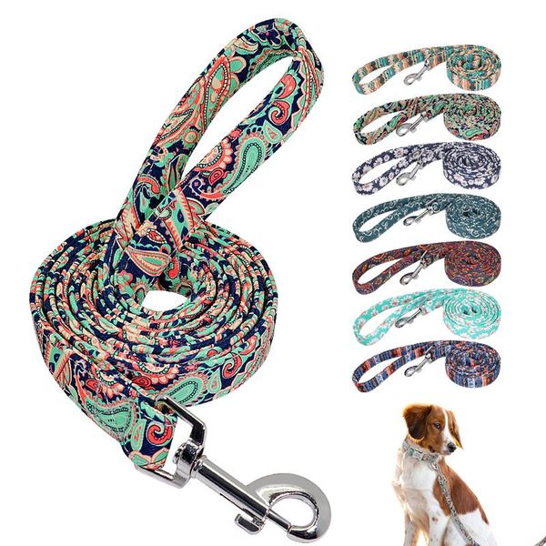 

7 colors nylon dog leash lead printed pet puppy chihuahua walking leash running training leashes rope for small medium sqcfri