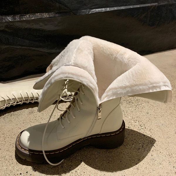 

boots fashion tight high side zipper genuine leather shoes woman fur winter est party office knee, Black