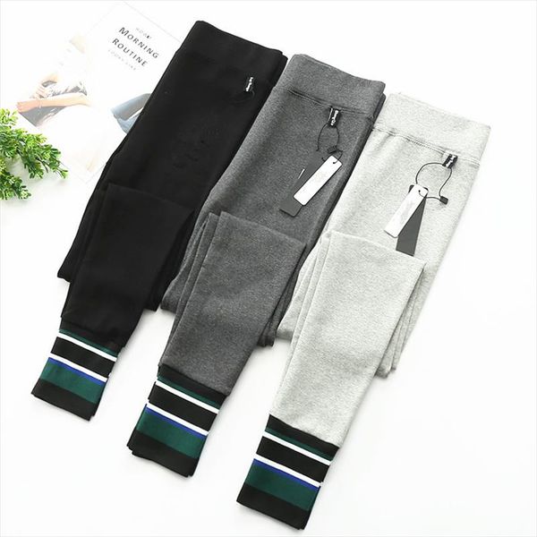 

autumn harajuku stripes stitching stretch leggings fitness feminina winter elasticity fitness legging stretchy trousers drop shipping, Black