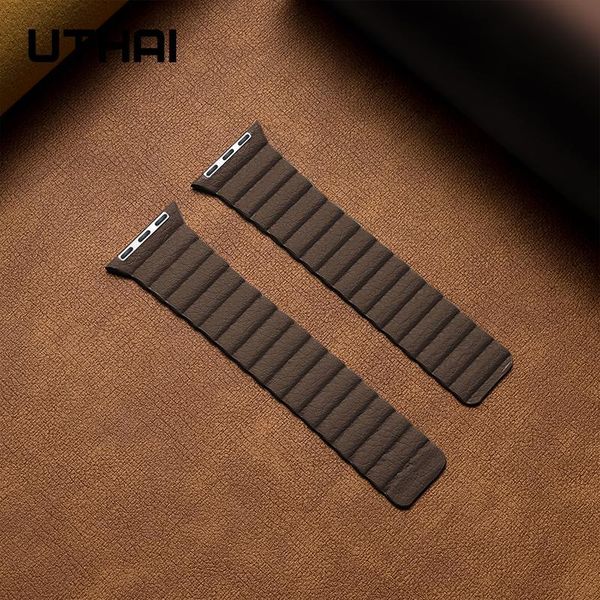 

uthai b09 кожаный петли ремешок ремешок для ремешка для iwatch 3/2/1 38 мм 42 мм магнитный цикл для полосы apple watch 40 мм 44 мм для iwatc