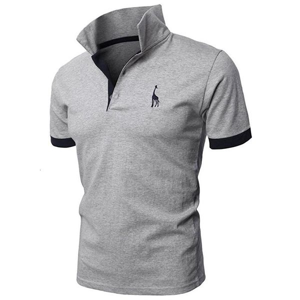 

clothing men 2020ss poloshirt shirt polo cotton mens blend short sleeve casual breathable summer breathable solid clothi, Gray