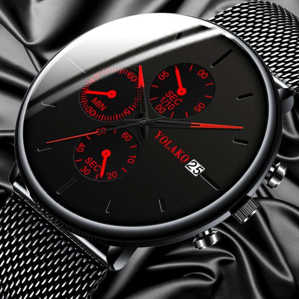 

full 2020 automatic new watch men's false three eyes korean simplified fashion sports quartz electronic student watch, Slivery;brown