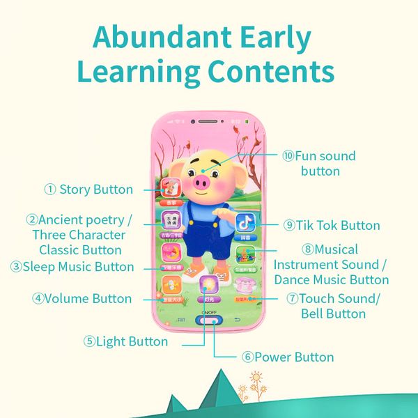 

new kids touch screen smartphone blue cute pig tablet phone toy for children to play gifts