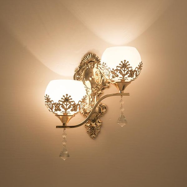 

wall lamp bedside bedroom european gold double head led living room tv background corridor stair light