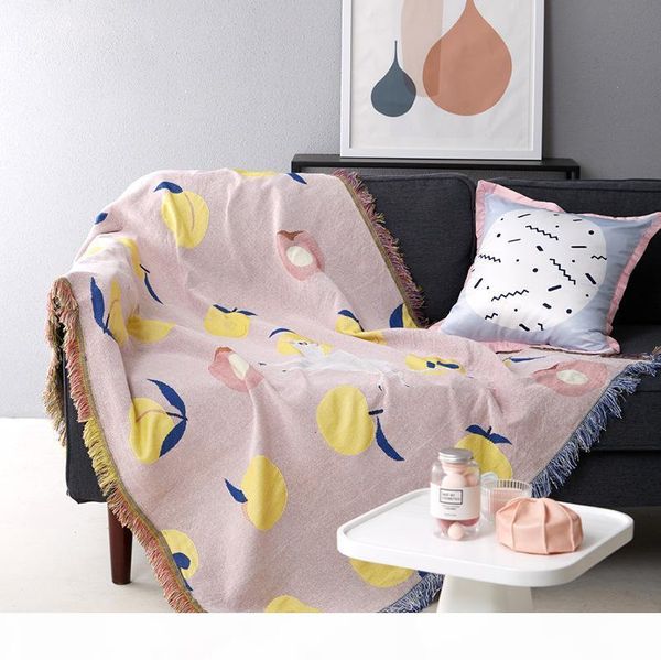 

muze-u] double-sided with tassel throw sofa blanket knitted decor sofa cover travel airplane picnic portable blanket