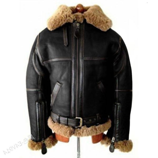 

s-5xl mens big chaqueta cuero leather fur jacket men