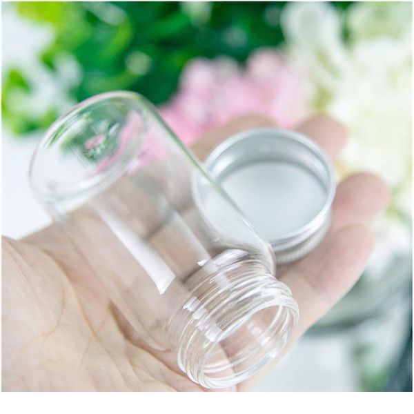 

37*70*24mm 50ml glass bottles aluminium cap transparent clear liquid gift candy container empty wishing bottles ja bbyxja