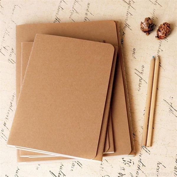

kraft workbook diary notebook soft cowhide paper vintage copybook daily memos copy car line a08