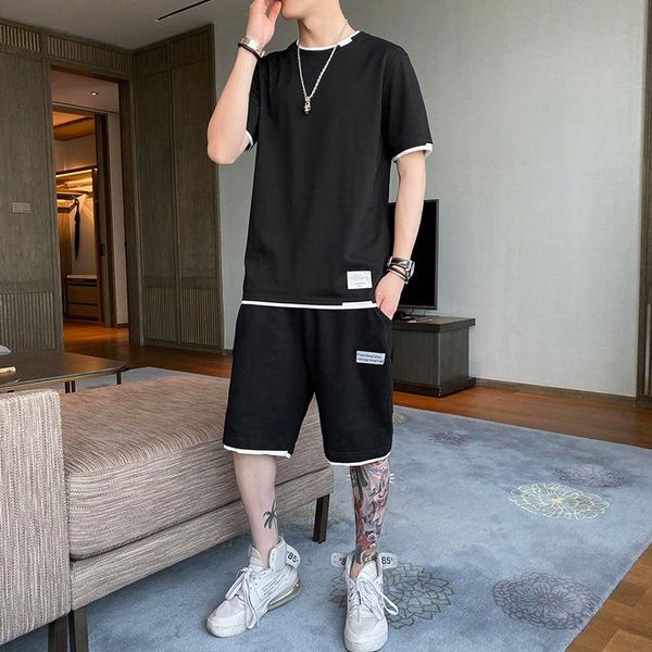 

short-sleeved t-shirt suit summer fashion brand japanese department a handsome with fake two-piece clothes man kg-67, Gray