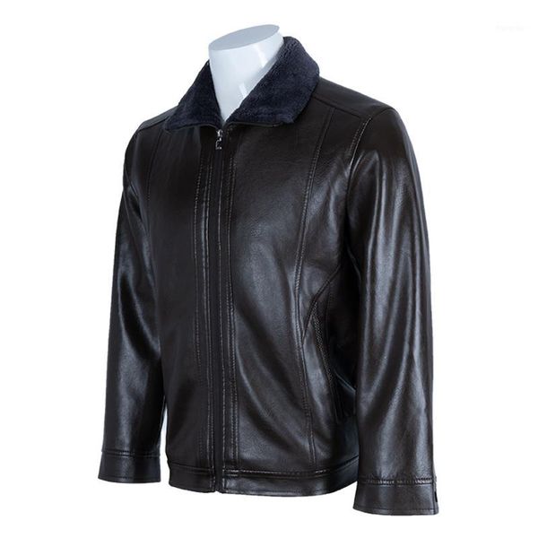 

changniu new men leather jacket autumn winter stand collar plus velvet thick warm leather jacket men motocycle outwear coats1, Black