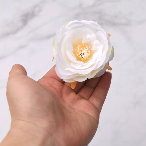 

7cm artificial silk flowers heads for wedding decoration white rose diy wreath gift box scrapbooking craft fake flo wmtwqt