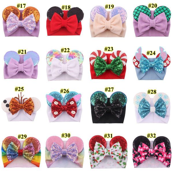 

big bow wide haidband cute baby girls christmas hair accessories sequined mouse ear girl headband 47 colors makeup costume band bwb2451, Silver