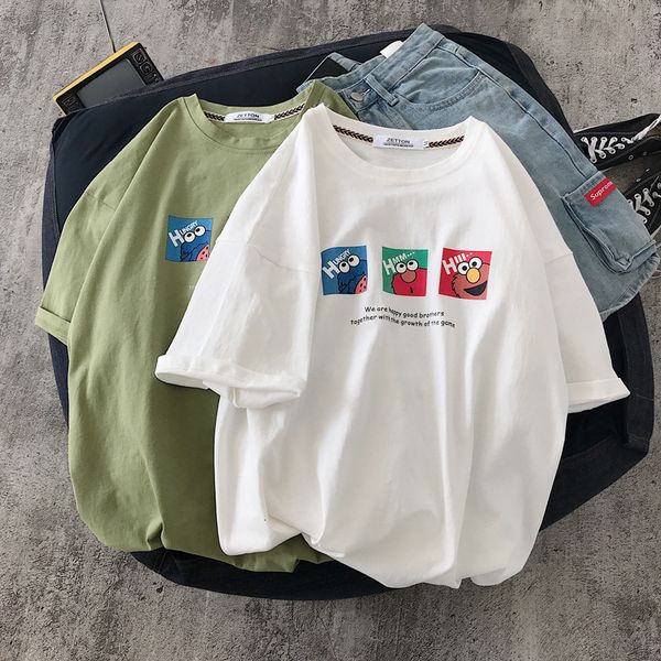 

couples tiktok, red short sleeves t-shirt ins, tide card, all match, cec, White;black