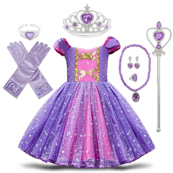 Bambino del bambino delle neonate Rapunzel Sofia principessa del costume di Halloween vestiti cosplay del bambino del partito di ruolo per bambini abiti fantasia per la ragazza LJ200923