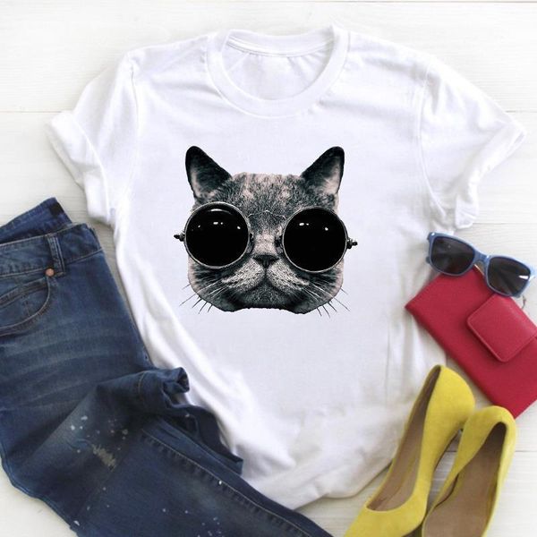 

women cat pet animal cool trend harajuku clothing ladies summer t tee female shirt clothes tshirt womens graphic t-shirt, White