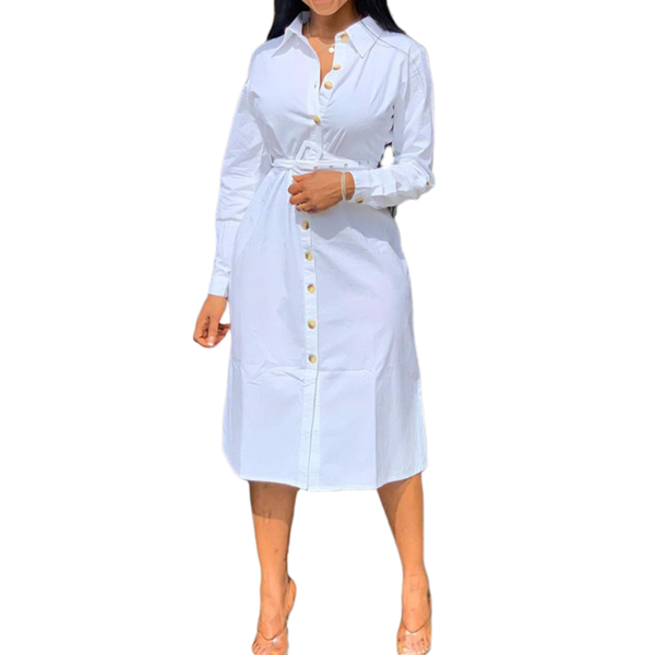 

casual dresses fashion shirt dress elegant office lady long sleeve loose plain turn down collar female buttons party 2021 autumn, Black;gray