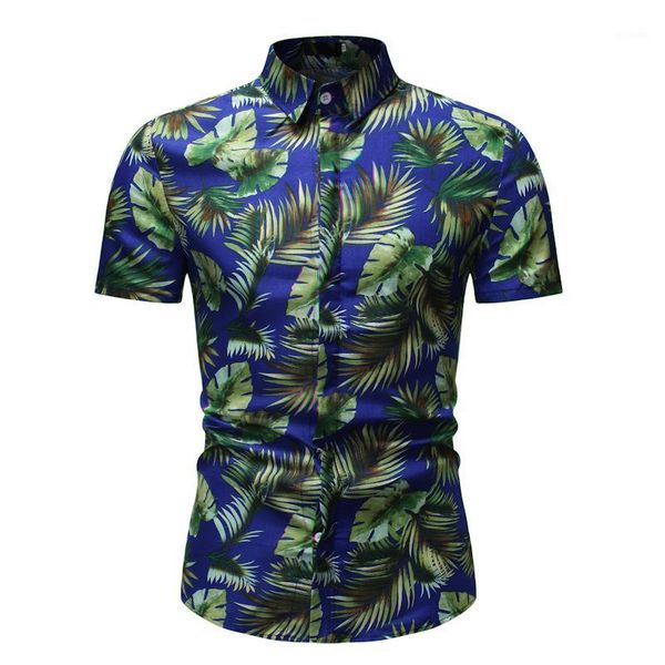 

fashion palm tree print hawaiian shirt 2020 brand new slim fit short sleeve shirt men camisa masculina party casual mens shirts1, White;black