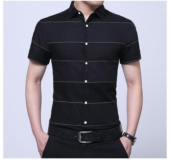 

2020 new summer 100% cotton shirt men fashion shirts chemise homme mens checkered shirts short sleeve shirt high grade blouse1, White;black