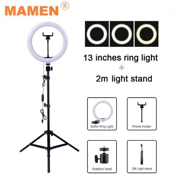 

flash heads mamen 13 inch studio ring light with tripod phone holder usb plug lamp pographic lighting for live youtube selfie1