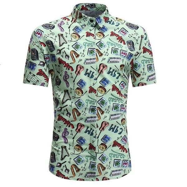 

men shirt mer style palm e print beach hawaiian shirt, Black