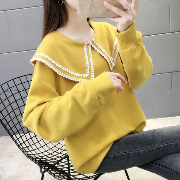 

2020 autumn sweater shirt and winter new korean style bag long sleeve sweater women's loose age-reducing base shirt fashion owx9w, Black