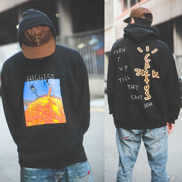 

highest hoodie men and women letter foam oversize fleece sweatshirt streetwear hoody, Black