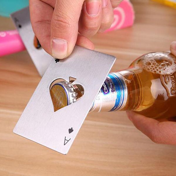 

poker card beer bottle opener stainless steel wedding party banquet gift souvenirs kitchen dining bar tools table decor favors bbypbf