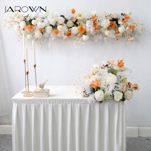 

jarown customized wedding flower row white orange event flowers shopping mall arrangement floral home birthday party decoration