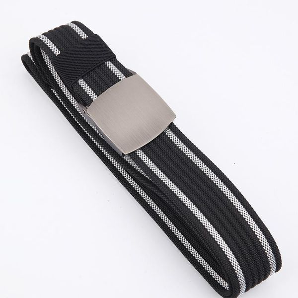

men and women alloy buckle smooth buckle nylon canvas slim belt tactics outdoor trousers students military training bel jlliqs, Black;brown