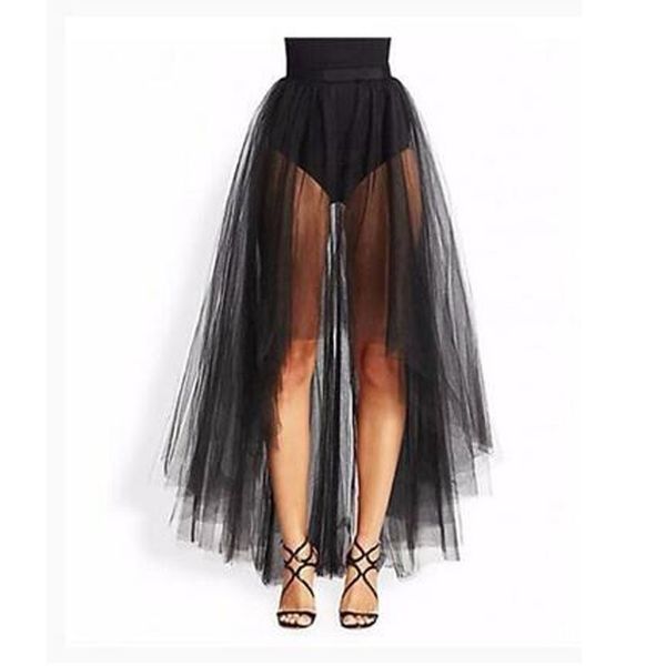 

2 layers tulle black high low tutu tulle skirt women floor-length overskirt custom made prom skirts y200326