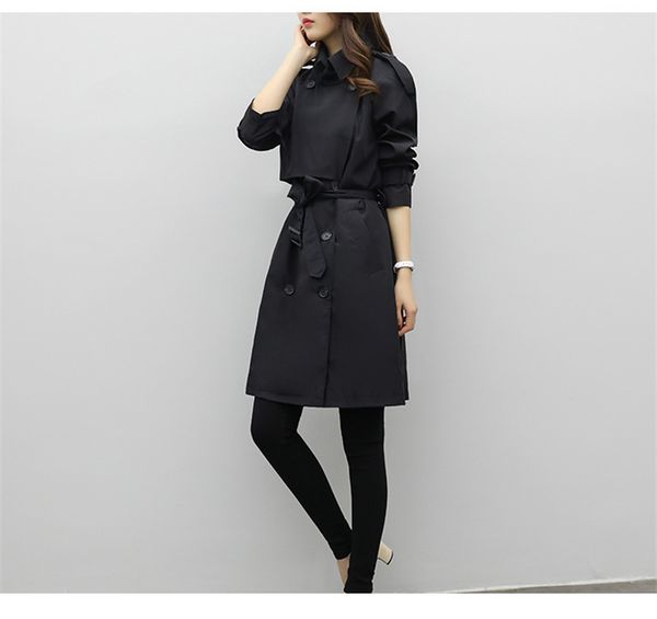 

2021 new for khaki trench fine as women spring fall casual female jackets tunic jacket long coat wxf106 c4qw, Tan;black