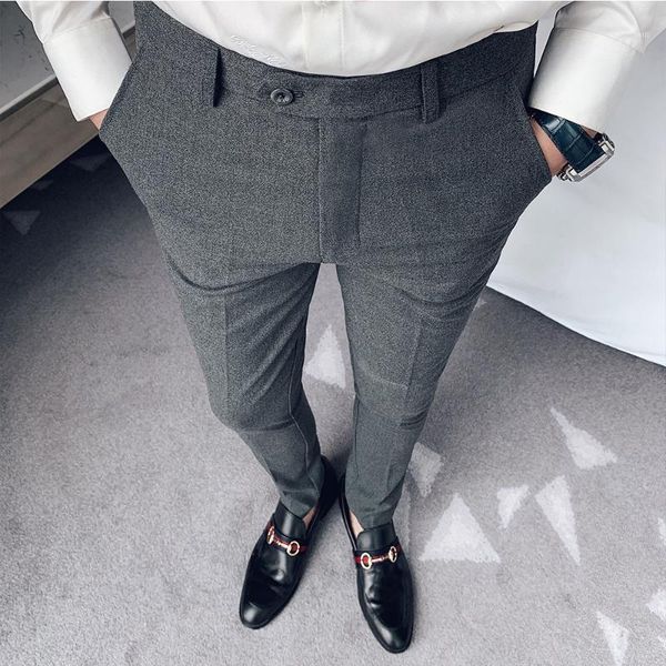 

men's suit pants slim formal business dress pants men classic casual streetwear office socia trousers costume homme1, White;black