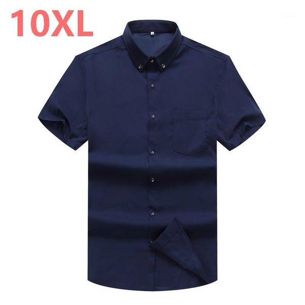 

large size 8xl 7xl men shirt short sleeve casual social male dress shirts male shirt summer masculina bust 160cm1, White;black