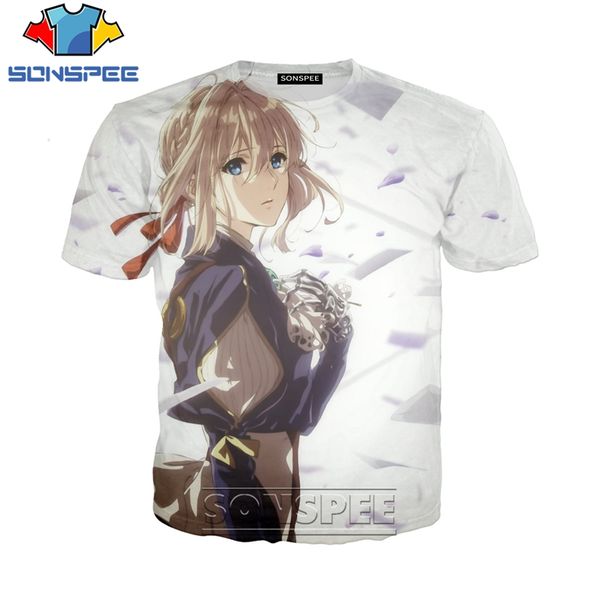 

anime violet evergarden 3d print shirts plus size funny aesthetic men clothing