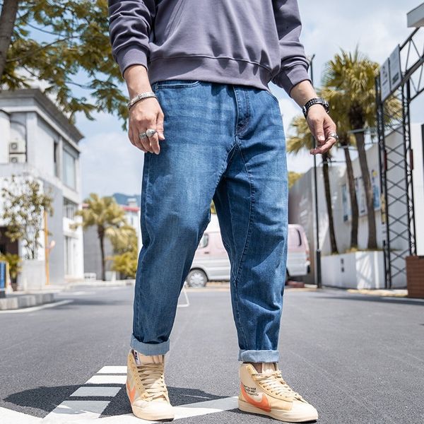 

spring and autumn new slim jeans leggings fashion versatile large size fat harem men's pants, Blue