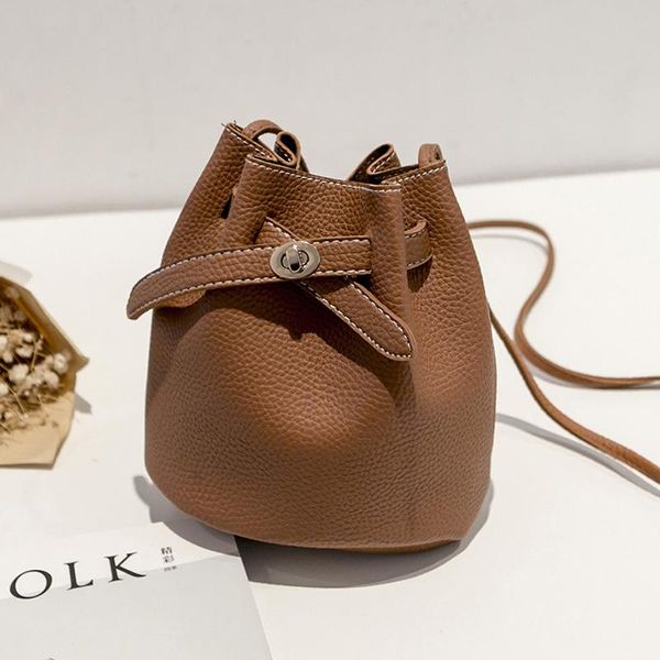 

brand shoulder bags women's simple solid color leather bucket bag lychee pattern women diagonal bag multifunctional wallet