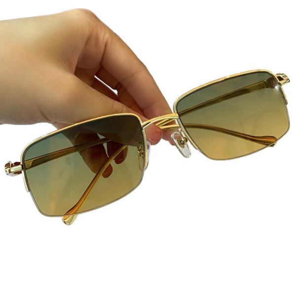 

2021 rectangle sunglasses women men brand designer metal half frame vintage sun glasses female uv400 eyewears, White;black