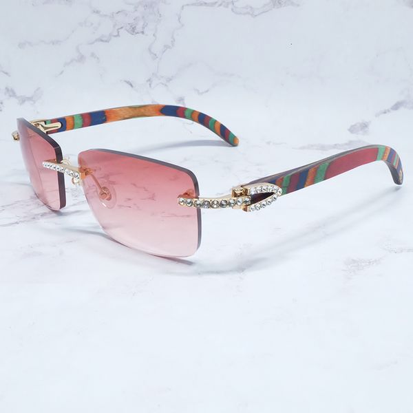 

2021 new rhinestone sunglasses luxury wood buffalo horn m diamond sun glasses fashion mens rimless sunglass shade eyewear eoaq, White;black