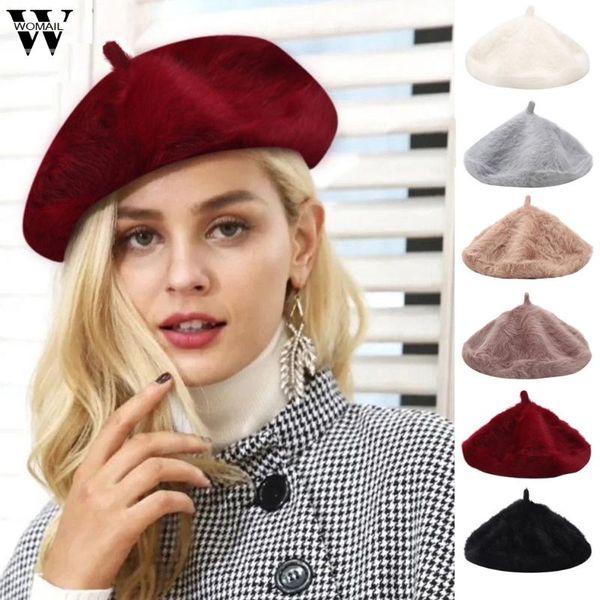 

леди весна зимние береты шляпа художник стиль шляпа женщины шерсть винтаж береты сплошные цветные крышки женский бозон теплый ходьба cap s12, Blue;gray