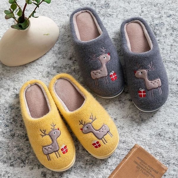 

women shoes knitting warm ladies slippers christmas elk winter home soft comfortable slipper indoor bedroom female footwear y201026, Black