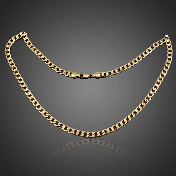 

luxury men women flat curb link chain gold plated necklace for party gift, Silver