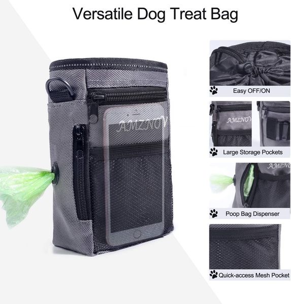 

dog treat bag large dog training pouch with multiple pockets adjustable shoulder strap waistband and poop bag dispenser cat food container