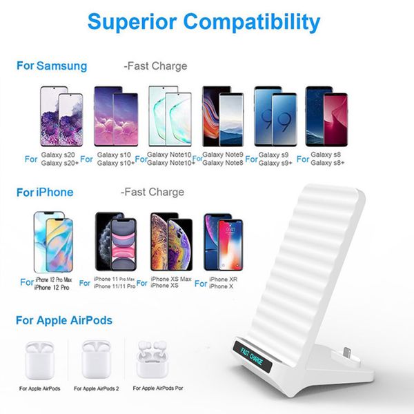 

new 20w wireless phone stand bracket earphones charger docks for airpods iphone samsung ensures safe charging