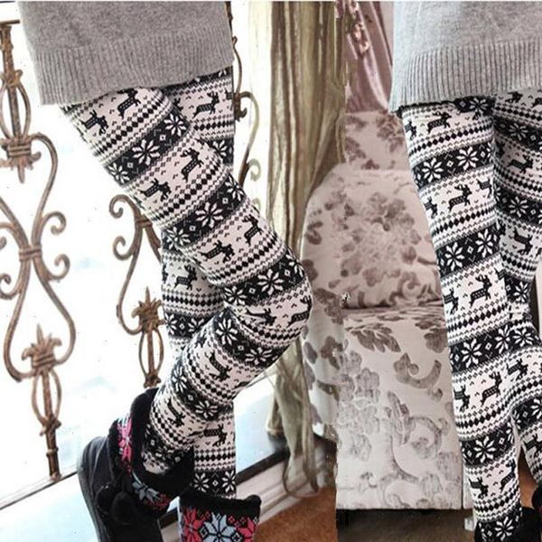

christmas leggings for women lady casual elasticity skinny printed stretchy pants leggings trouser legins calzas mujer j3s, Black
