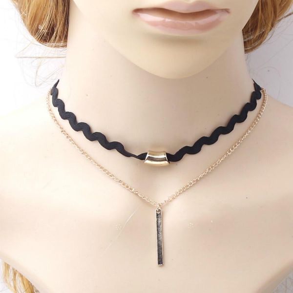 

chokers ethnic style multi-layer korean necklace fashion simple woman, Golden;silver