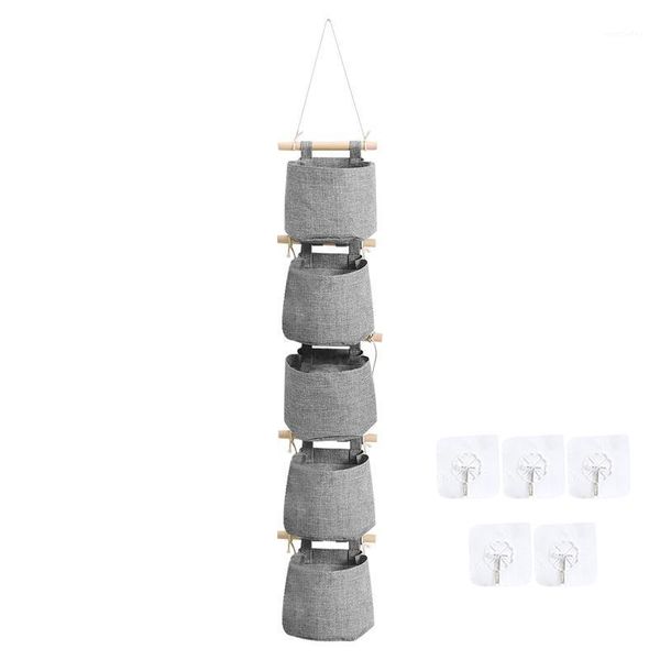 

storage boxes & bins hanging bag closet organizer washable wardrobe detachable wall door pockets foldable sundries cotton linen home decor1