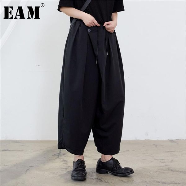 

women's pants & capris [eam] high waist black split joint long wide leg trousers loose fit women fashion tide spring autumn 2021 1y0411, Black;white
