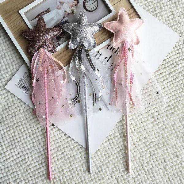 

party favor children girls star mesh shape magic sticks kids princess fairy wand birthday costume stage props fancy dress supplies1
