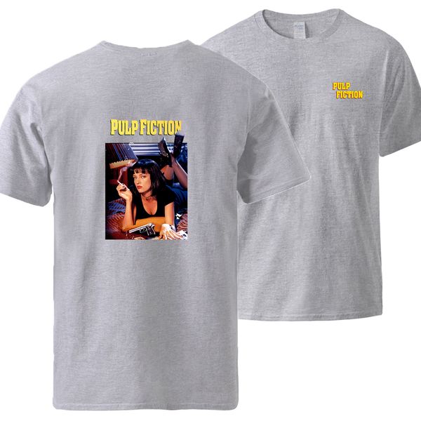 

pulp fiction mens short sleeve cool summer loose casual male fashion hip hop streetwear gray sport hooded sweatshirt hoodie men t shirt