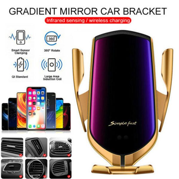 

10w qi holder wireless charger car intelligent infrared for air vent mount auto mobile phone stand bracket